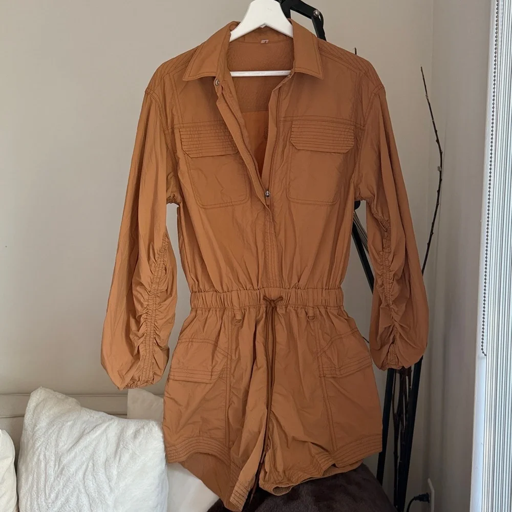 Free People Movement Women's‎ Ochre Tan Long sleeve Romper new